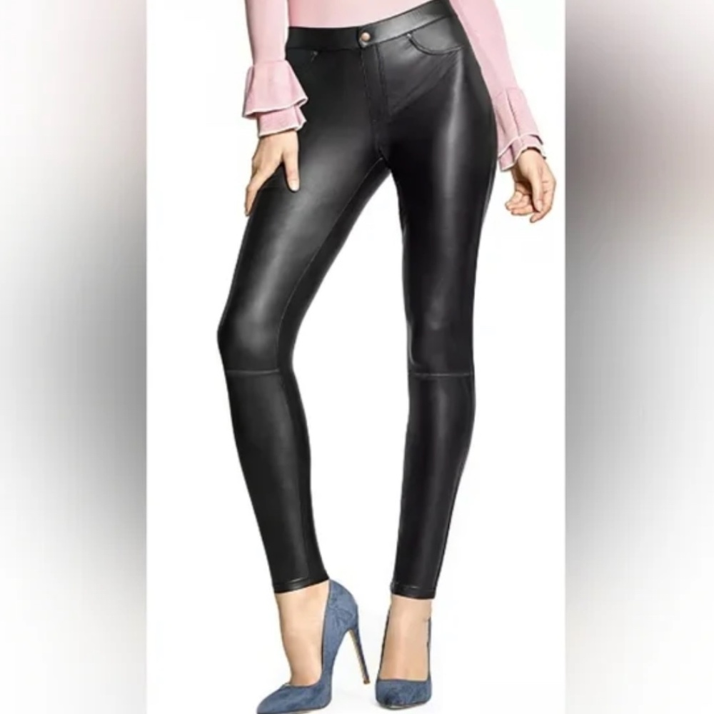 HUE Faux Vegan Leather Black Jeggings - S
